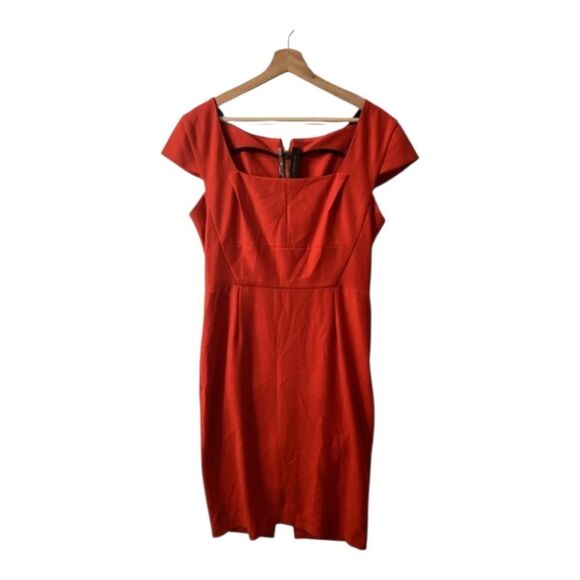 Roland Mouret Red Crepe Paneled Midi Dress Size 12